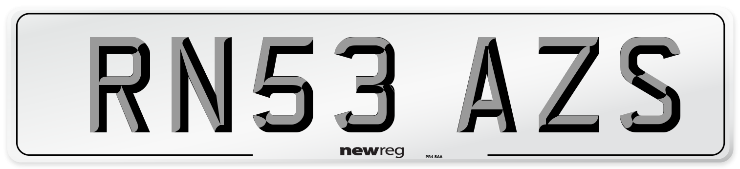 RN53 AZS Number Plate from New Reg